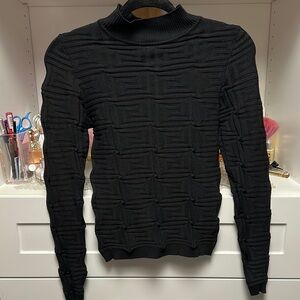 Jolie and Joy, Black Textured Turtleneck Sweater